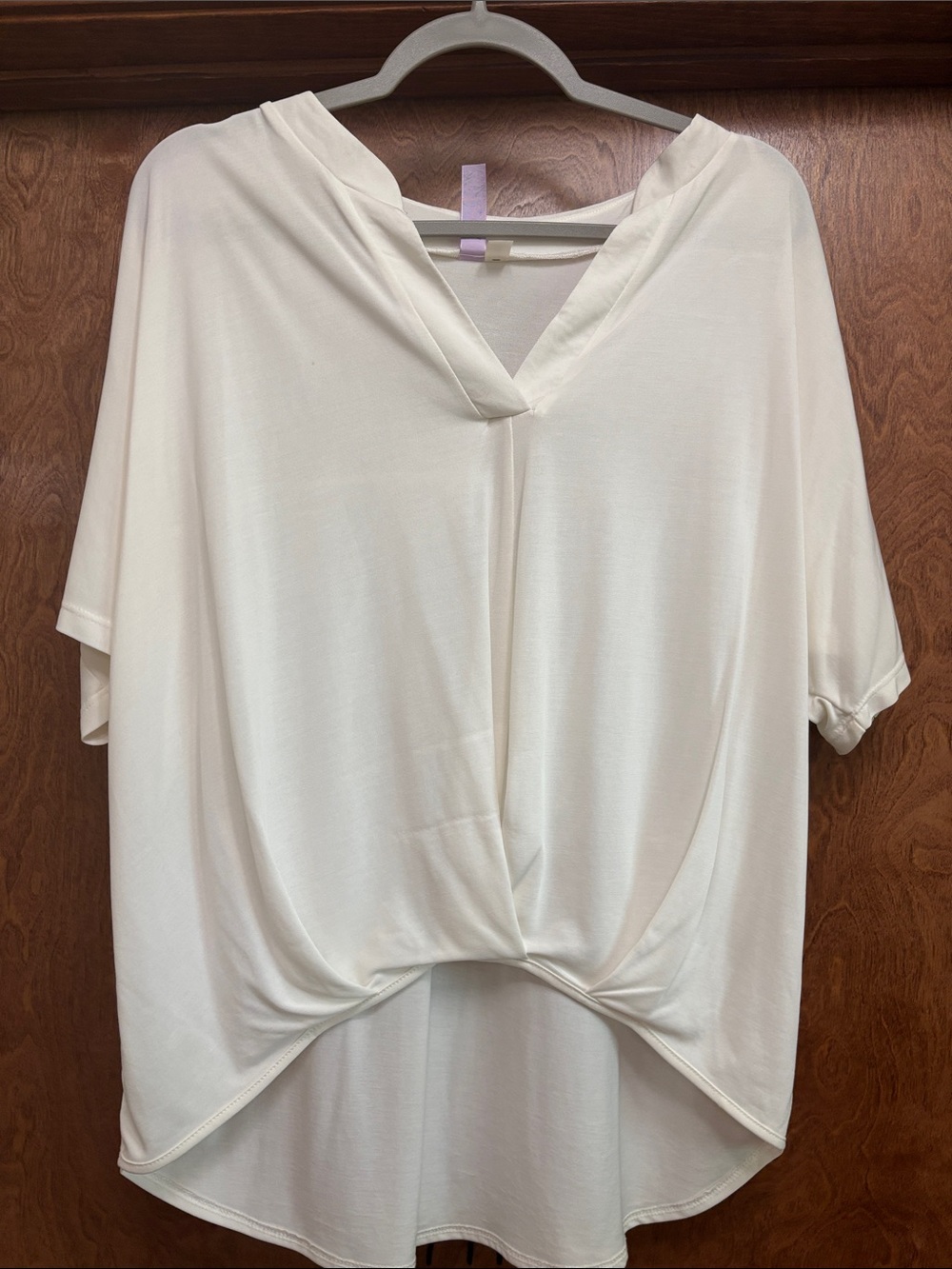 Alya Cream V-Neck Knot-Front Tunic Top